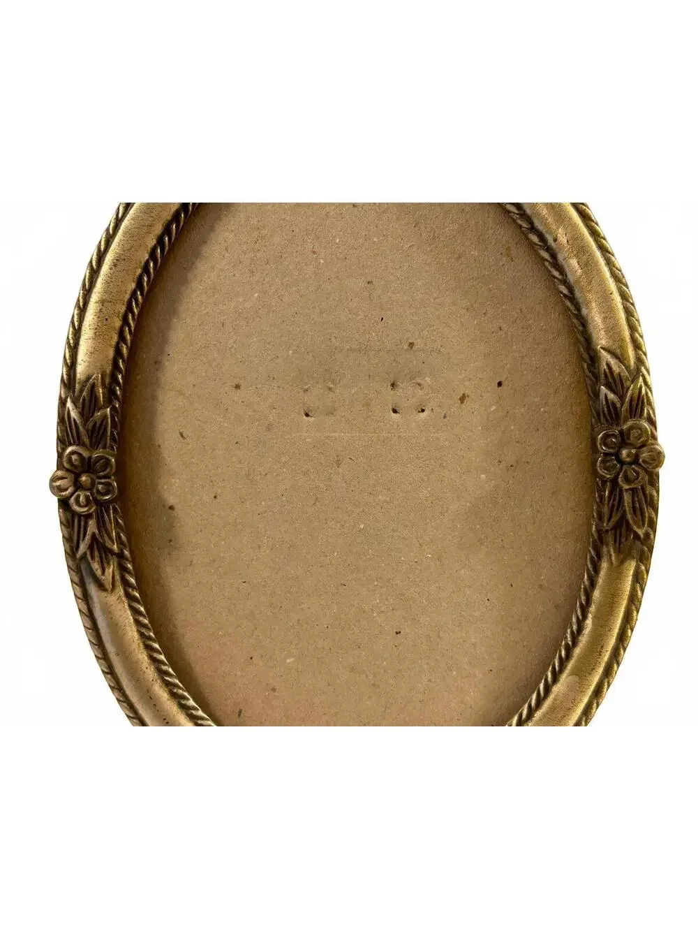 Vintage Pewter Silver Oval Portrait Picture Frame Floral Details
